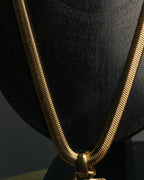 "Yves Saint Laurent" 80's-00's Gold tone textured pendant necklace