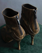 "Dior" Vintage style processing brown heel pumps