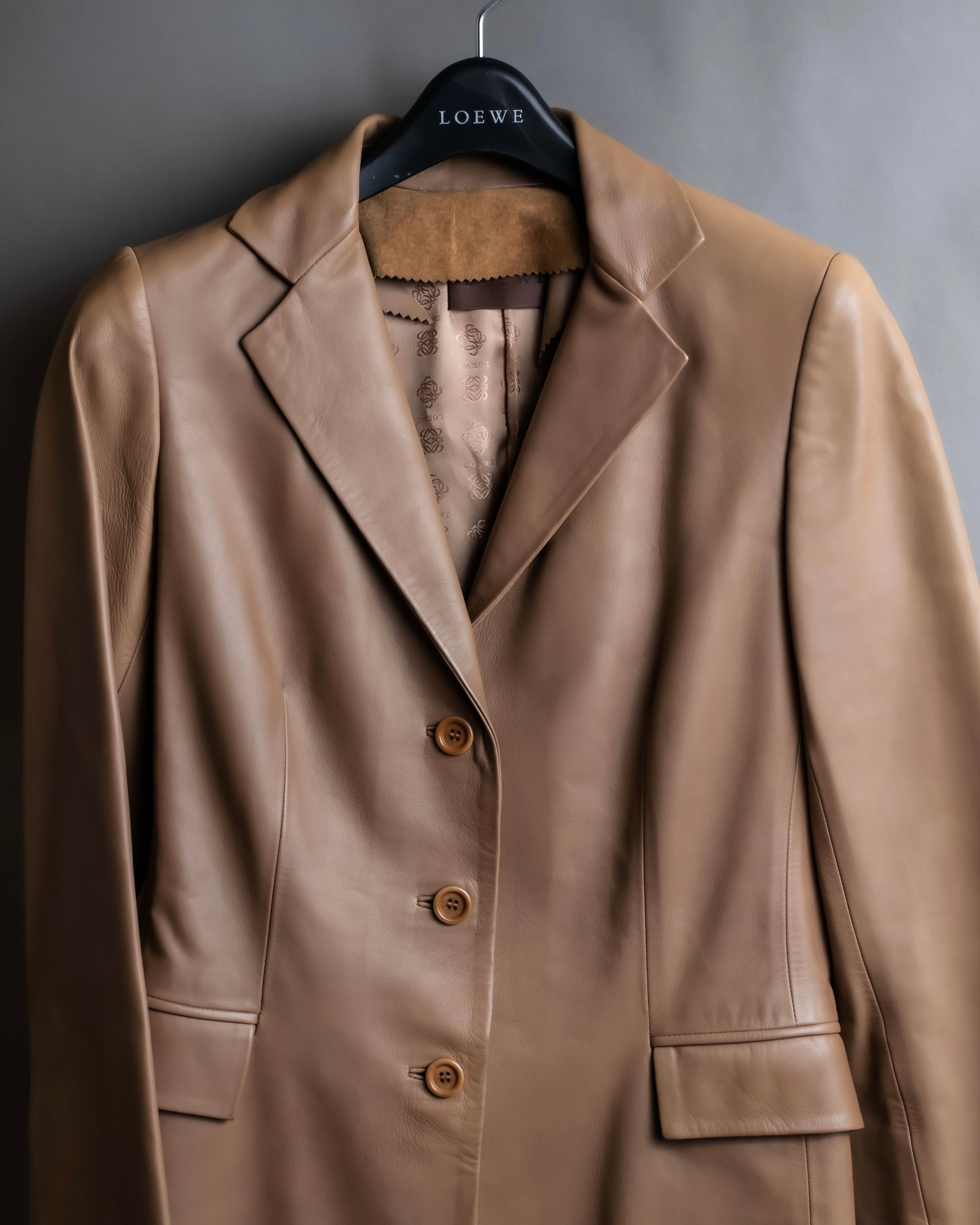 "LOEWE" Camel brown leather tailored jacket