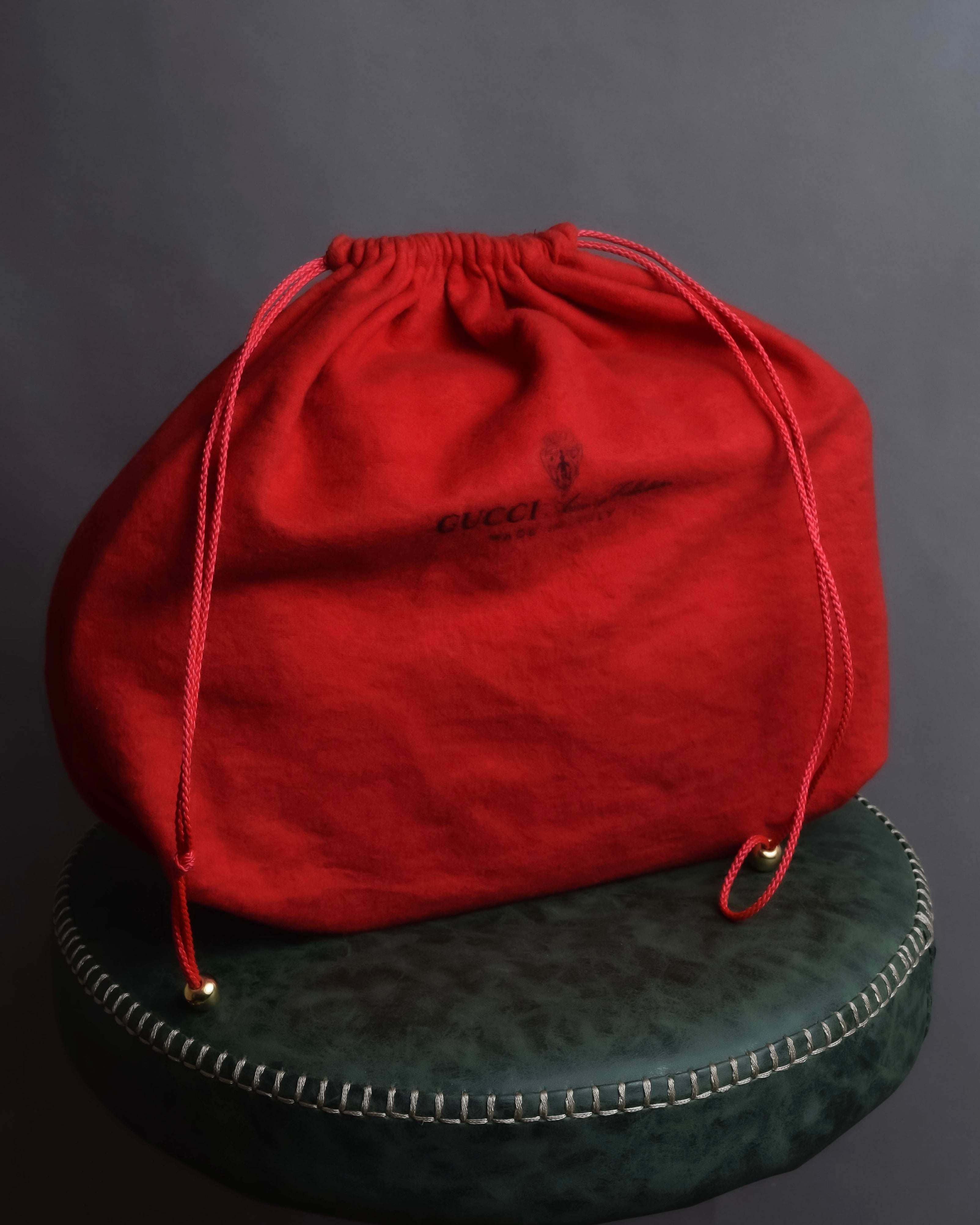 "GUCCI" 70's Embossed suede flap shoulder bag