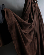 "LOEWE" Dark brown color gathered design wide pants