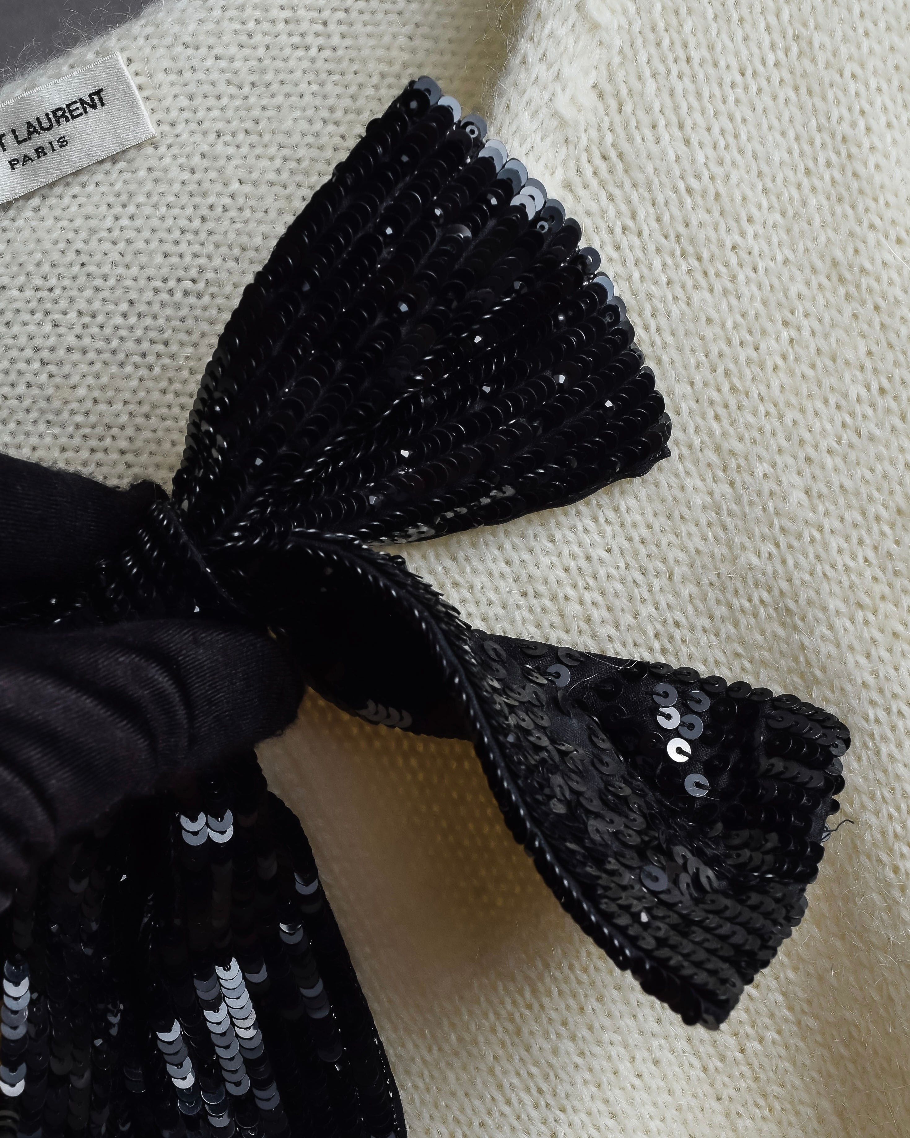 "Saint Laurent" Sequin ribbon design shoulder structure knit