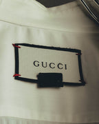"GUCCI" 10's-20's Minimal ivory dress shirt