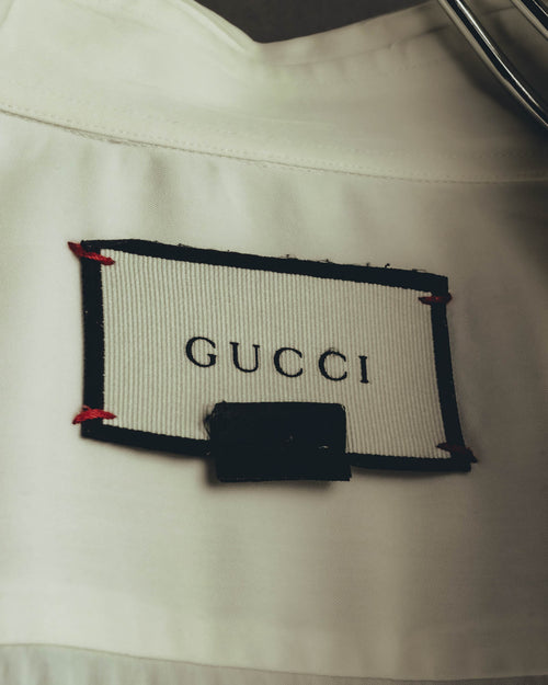 "GUCCI" 10's-20's Minimal ivory dress shirt
