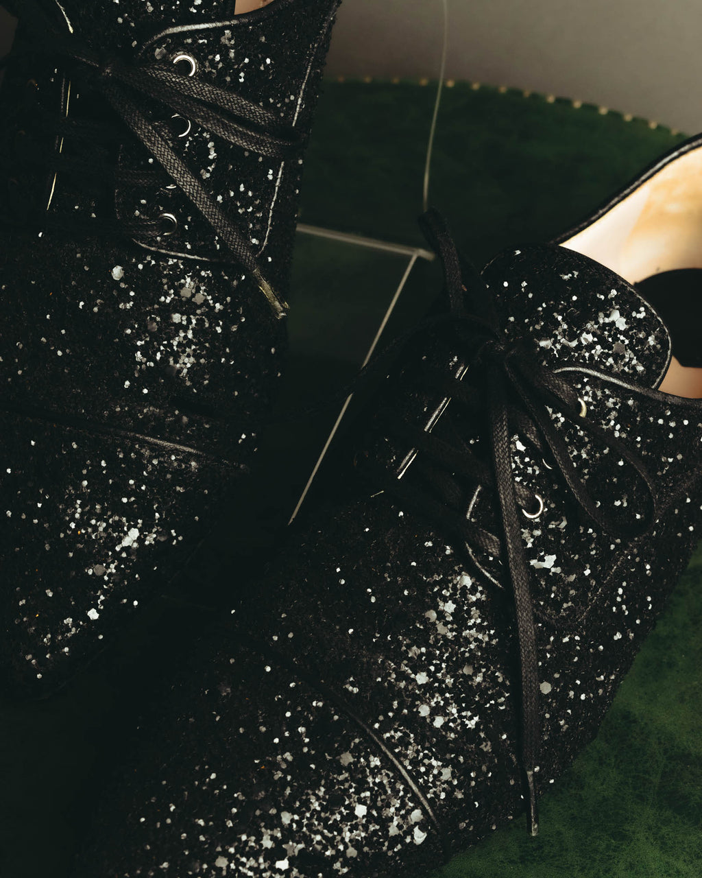 "Miu Miu" 2010's Embellished glitter lace-up oxford shoes