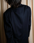 "HERMES" 90's Pure cashmere navy blue tailored jacket