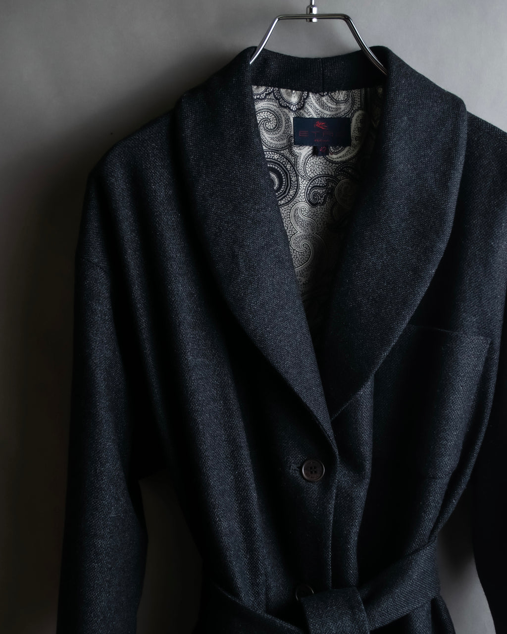 "ETRO" Shawl collar belted mid-length coat