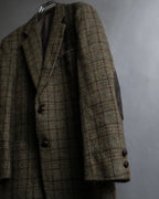 "BURBERRYS" Elbow patch design gun club check tweed jacket