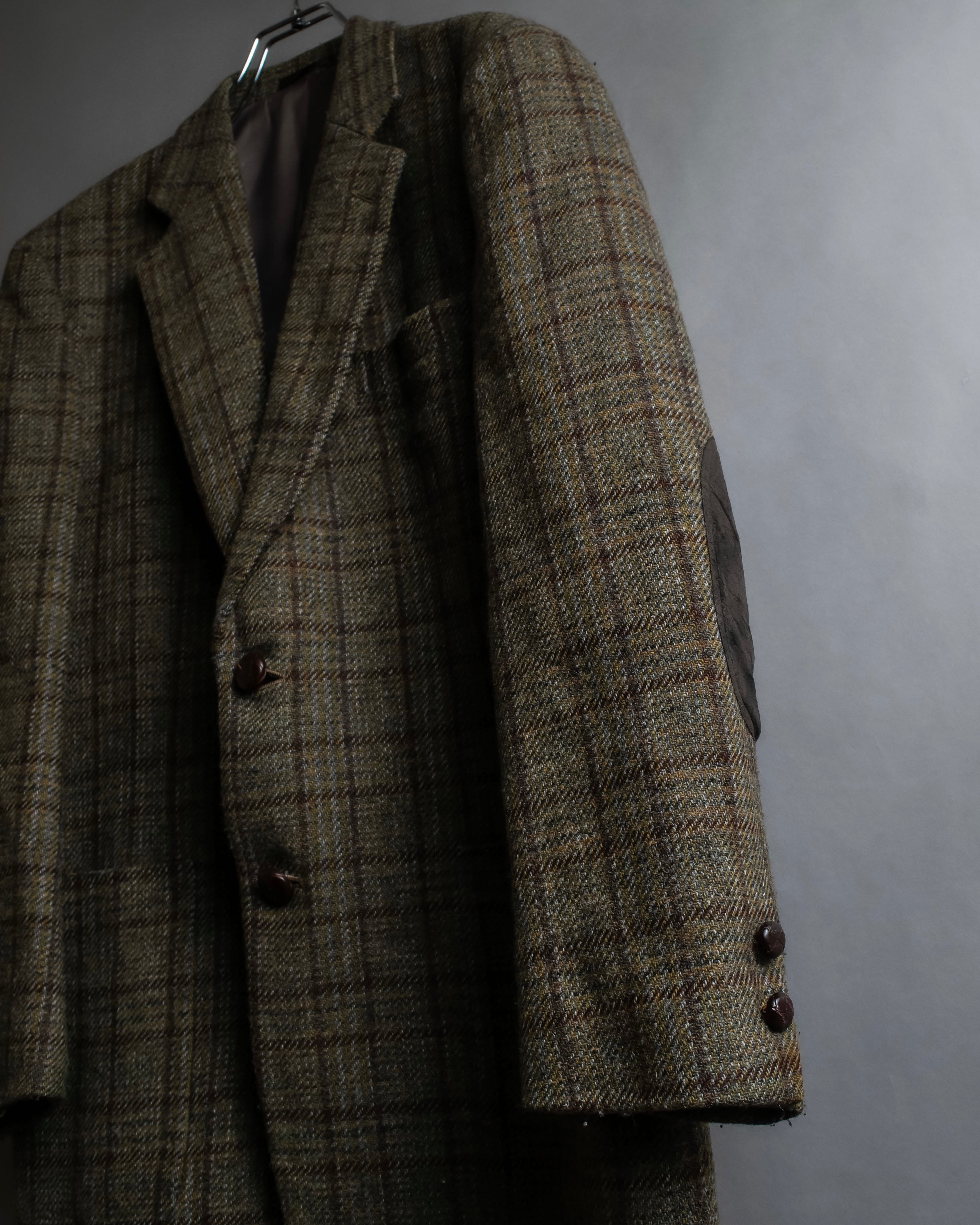 "BURBERRYS" Elbow patch design gun club check tweed jacket