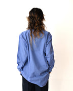 CÉLINE/ Beautiful Colored Logo Embroidered Cotton Shirt Blue