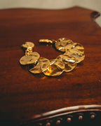 -SPECIAL- “Yves Saint Laurent” 80’s-90’s Hammered gold coin link bracelet