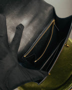 -SPECIAL- “HERMÈS” 80’s-90’s Camargue black leather and canvas shoulder bag