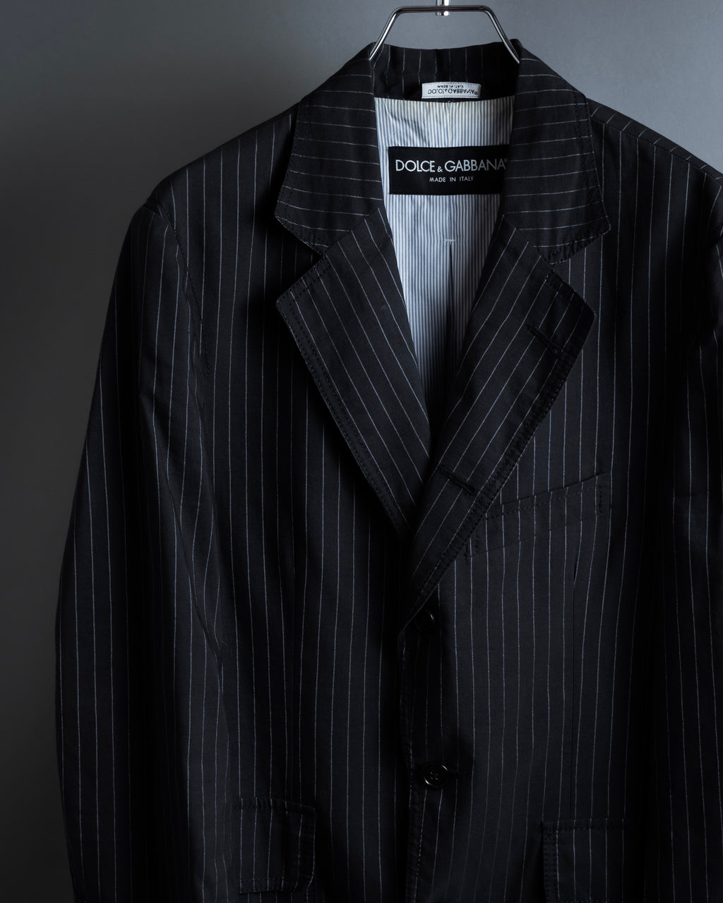 "Dolce & Gabbana" Collar switching design pinstripe pattern tailored jacket