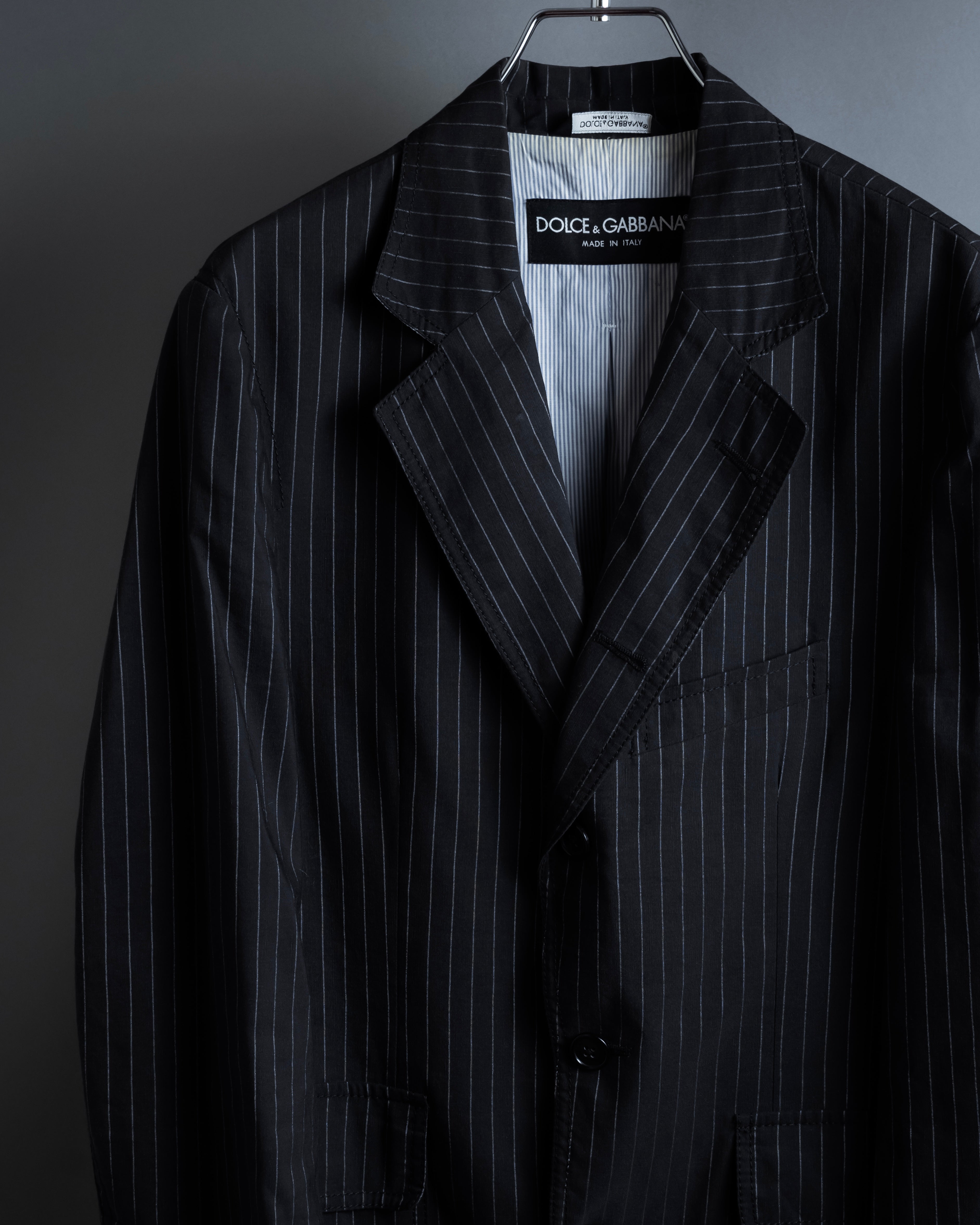 "Dolce & Gabbana" Collar switching design pinstripe pattern tailored jacket
