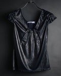 “Christian Dior” 2000’s Metallic draped cap sleeve top