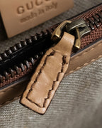 "GUCCI" Duilio brogue brown leather shoulder bag