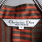 "Christian Dior" Striped＆bordered fly front collarless jacket