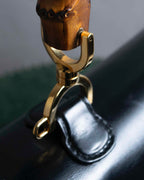 "GUCCI" Black leather bamboo handbag