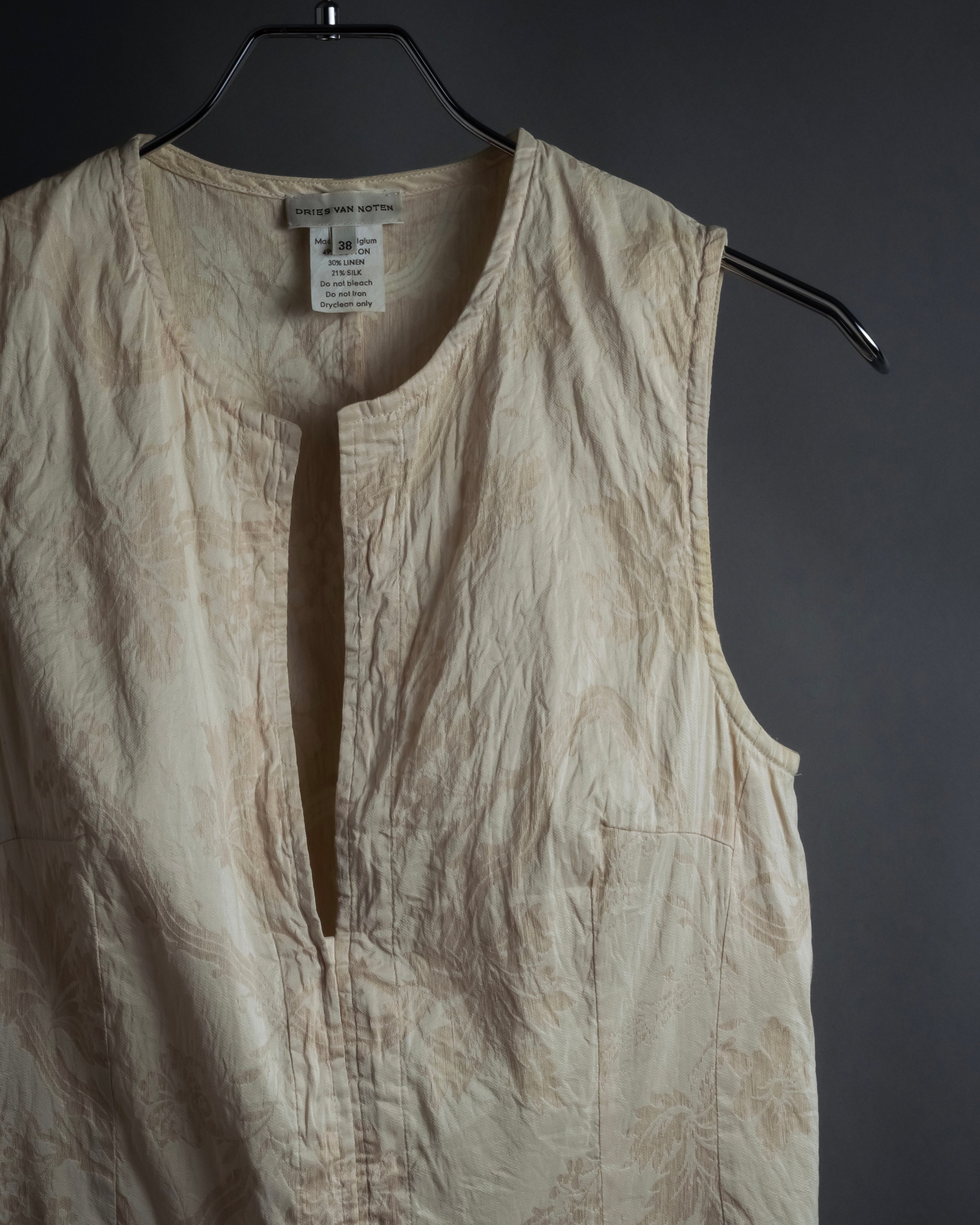 "DRIES VAN NOTTEN" Botanical print wrinkled tiered ruffle design vest