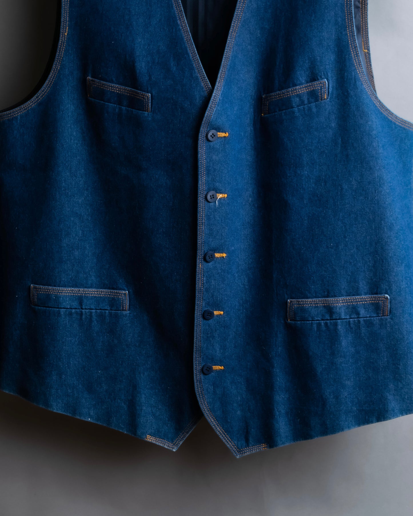 "Vintage stitch design denim vest"