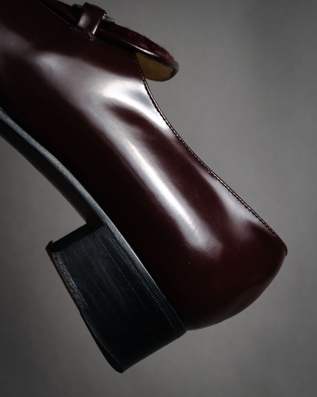 "GUCCI" 90’s-00’s Horsebit haircalf panel loafers