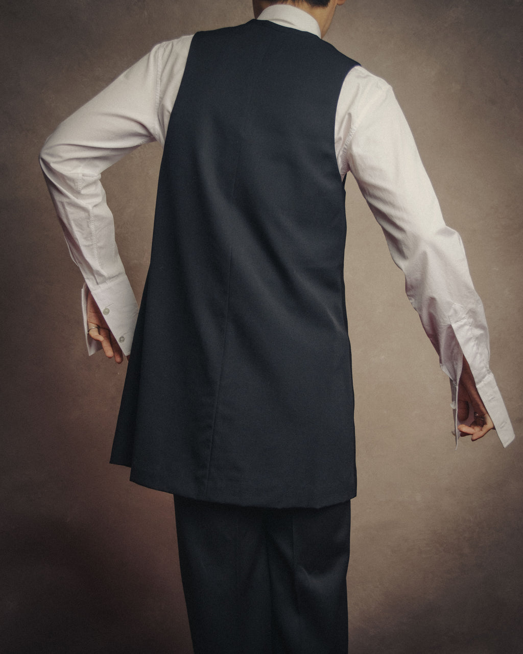 -SPECIAL- “Y’s” 90’s long tailored leather-trimmed vest