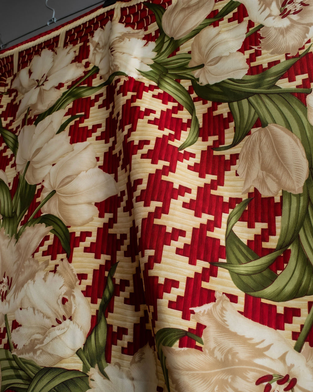 "Christian Dior" Houndstooth floral square scarf