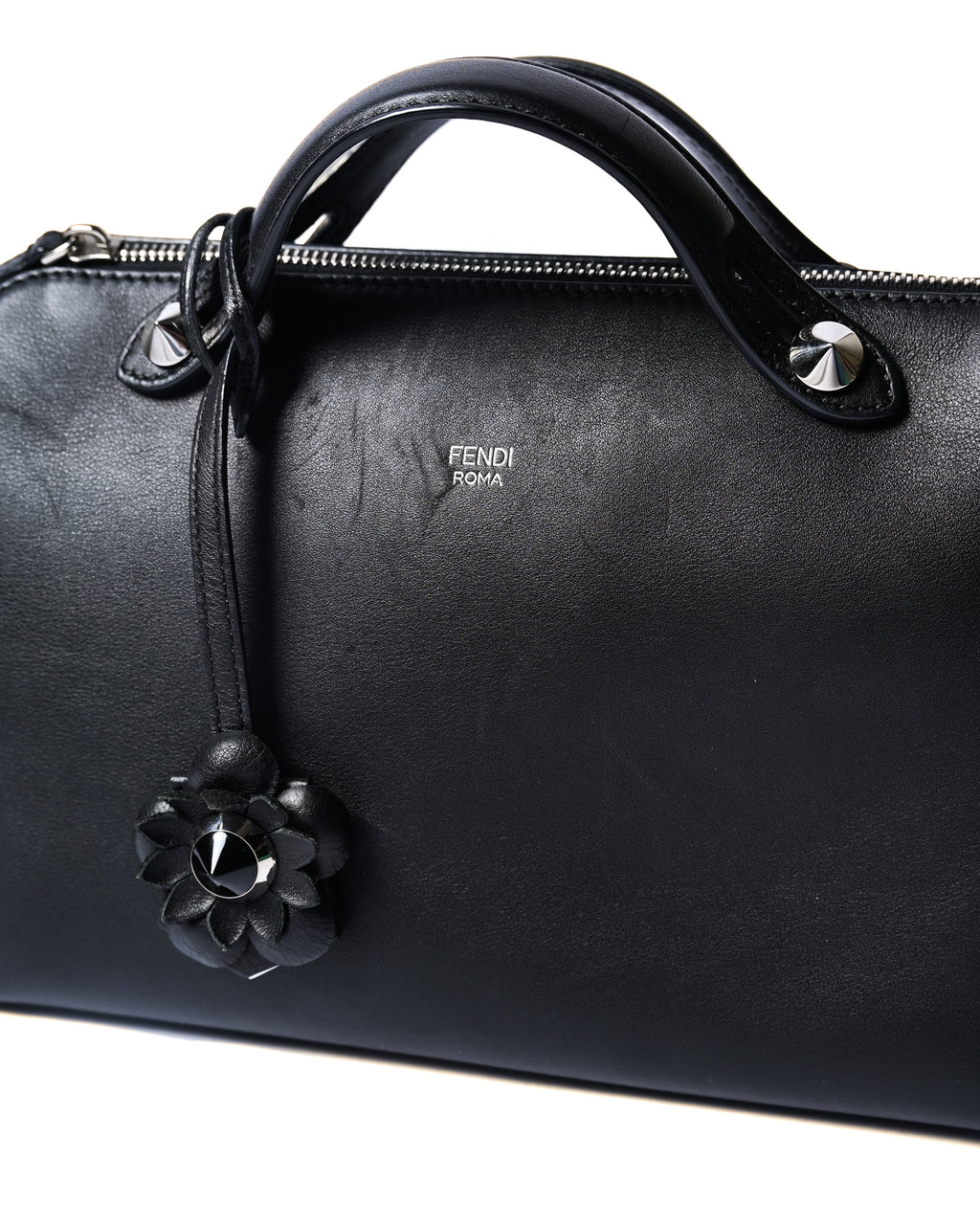 FENDI/ “By The Way Medium” Flower Detailed 2 Way Hand Bag Black