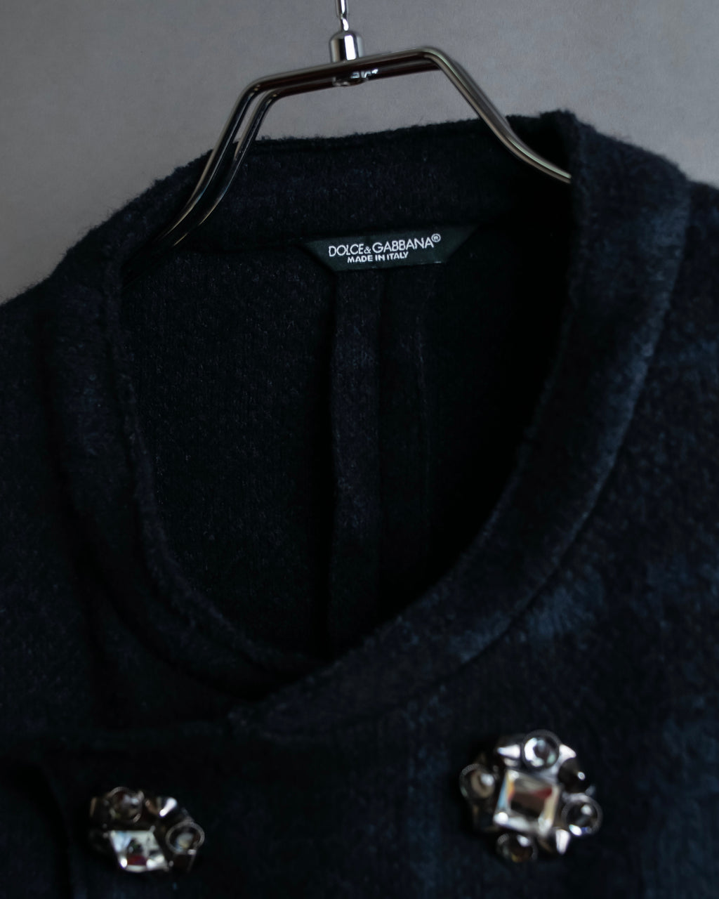 "DOLCE & GABBANA" Double-breasted bejeweled button check pattern jacket