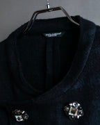 "DOLCE & GABBANA" Double-breasted bejeweled button check pattern jacket