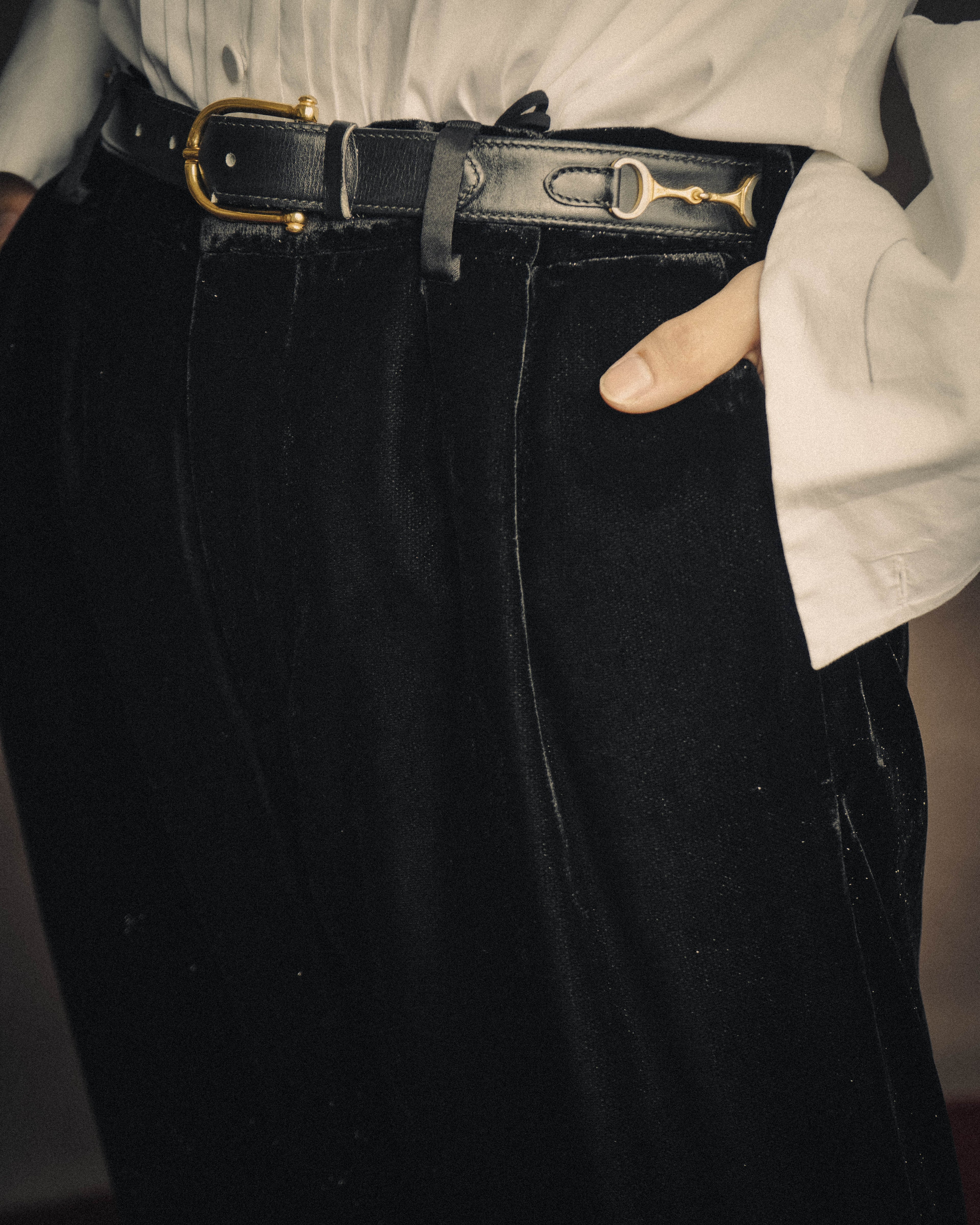 -SPECIAL- “SAINT LAURENT” 2016’s- lamé velvet tuxedo trousers