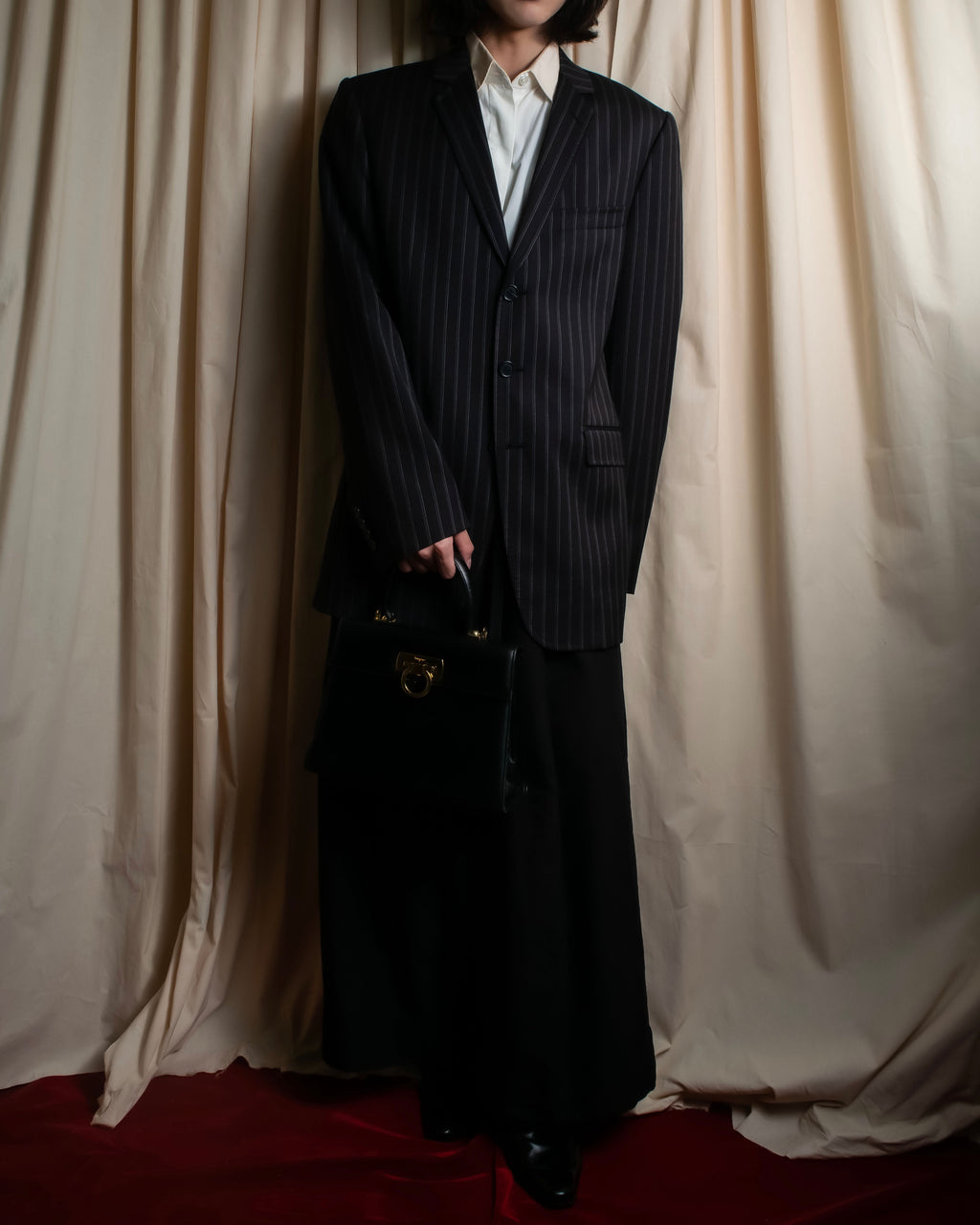 "Dolce & Gabbana" Pinstripe vertical lines emphasized tailored jacket