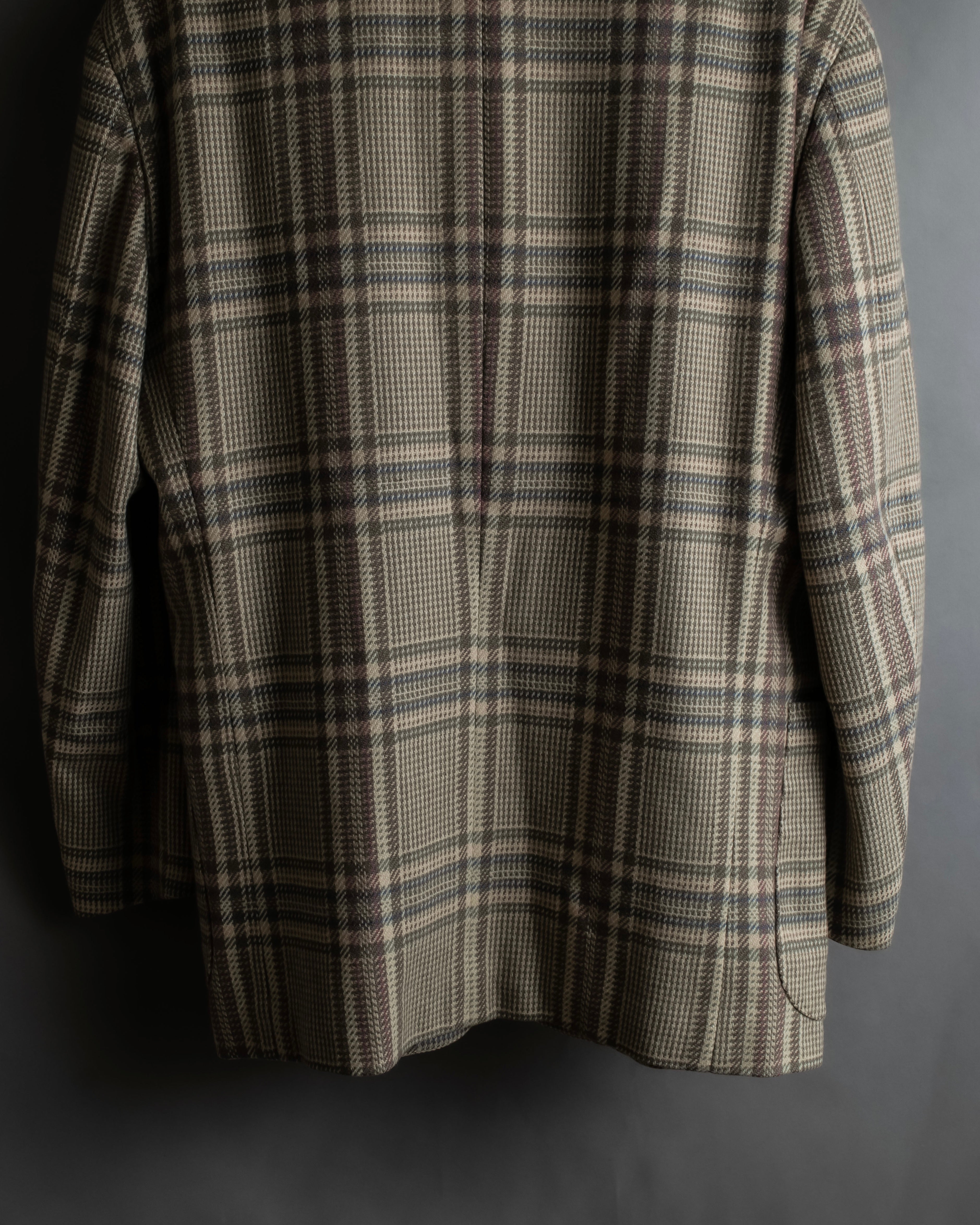 "BURBERRYS" Windowpane pattern tweed tailored jacket