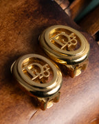 "Christian Dior" Logo cutout design gold earrings