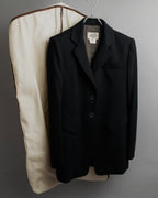 "HERMES" 90's classic detail dark blue tailored jacket