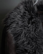 "NORTH BEACH" Smoky lamb fur design suede leather coat