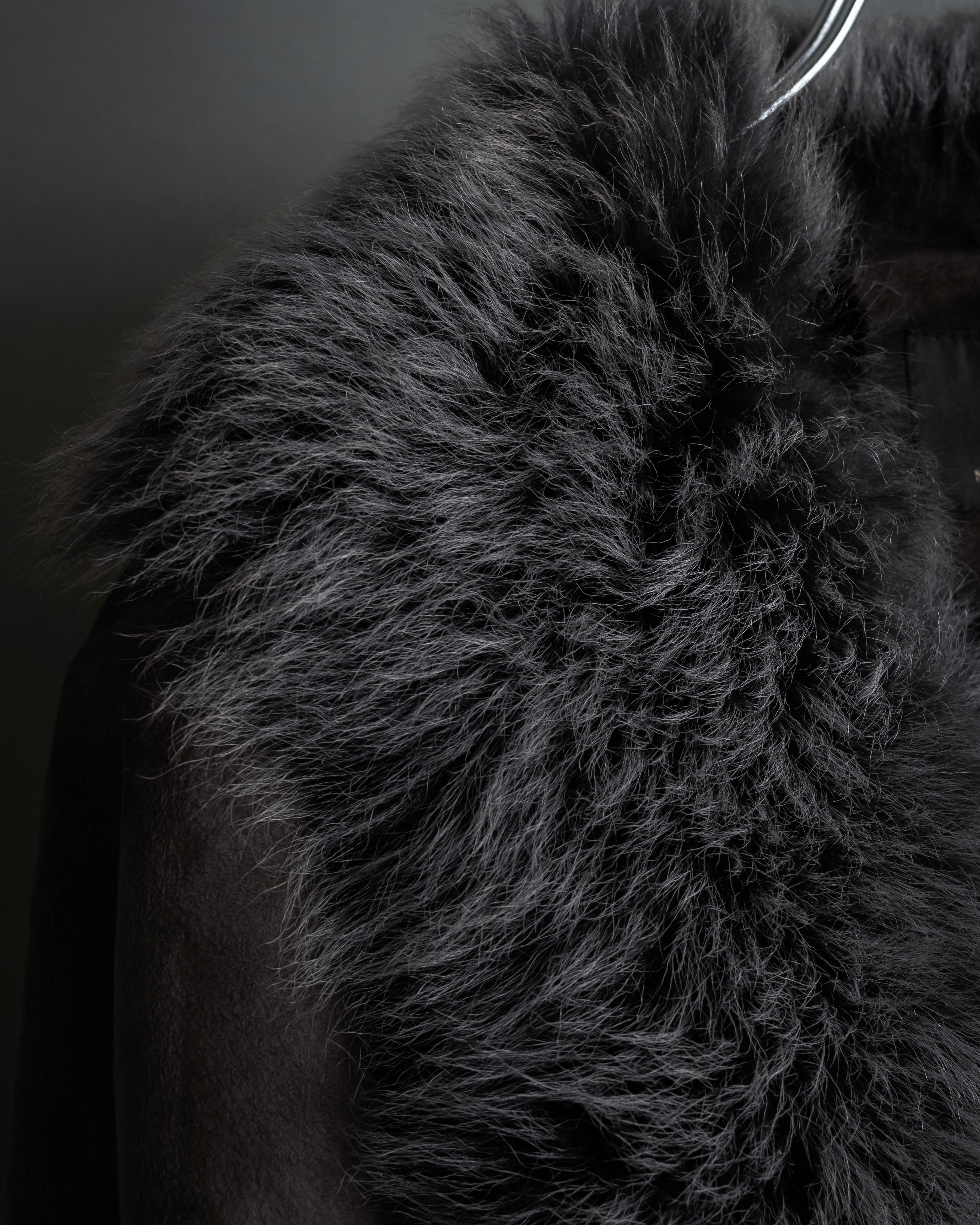 "NORTH BEACH" Smoky lamb fur design suede leather coat