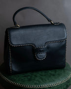 "Valentino Garavani" Saddle stitch design grain leather hand bag