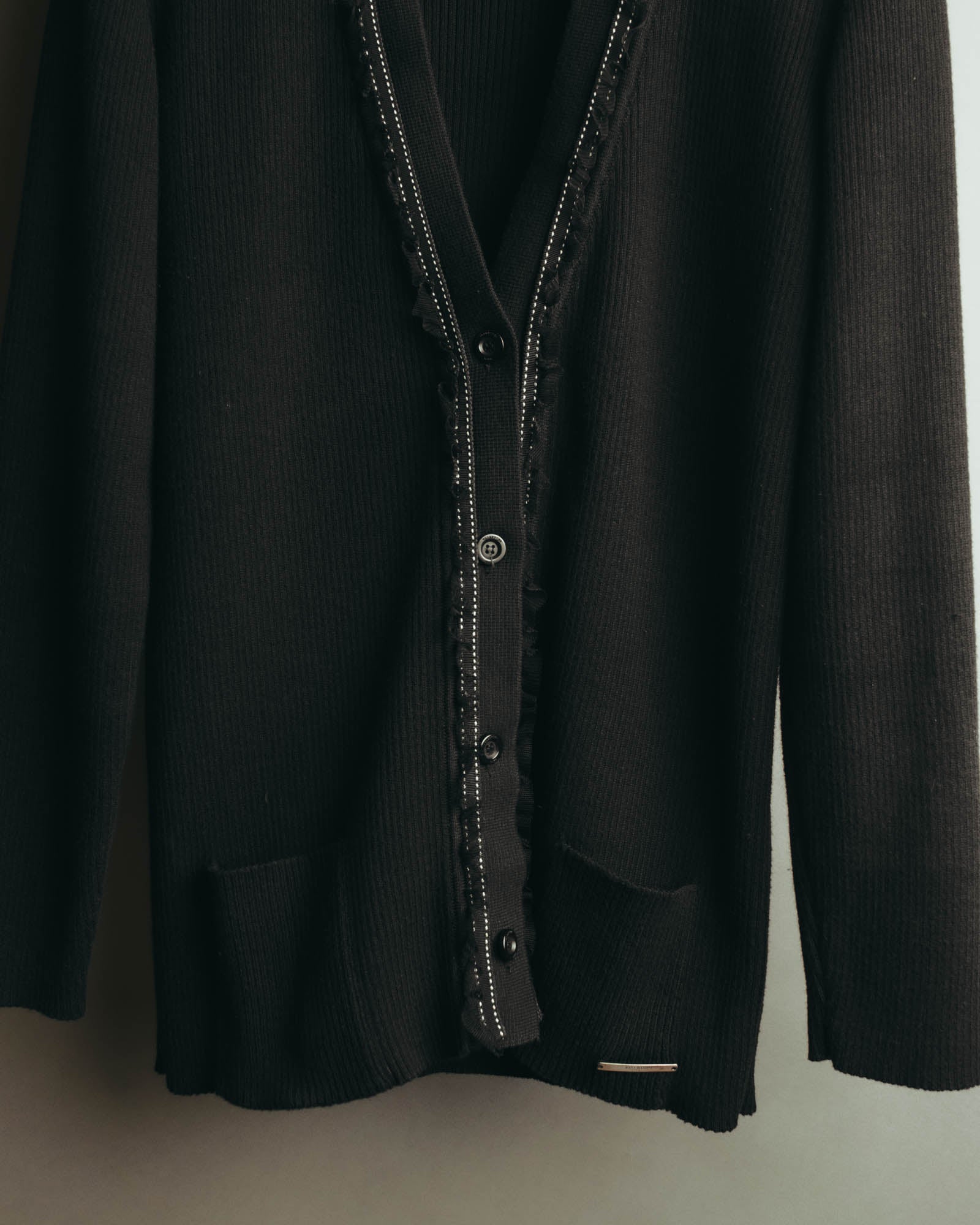 “VALENTINO ROMA” 00’s-10’s Rib knit frilled cardigan