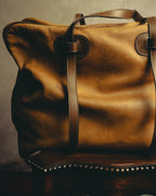 -SPECIAL- “LOEWE” 90’s Anagram embossed wide-opening leather boston bag
