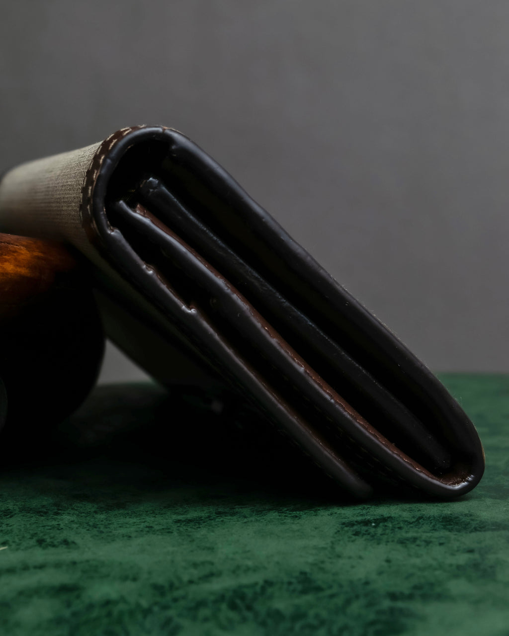 "PRADA" Logo engraved canvas combination long wallet