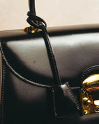 "LORENZO de MEDICI" 80's-00's Structured leather top handle handbag
