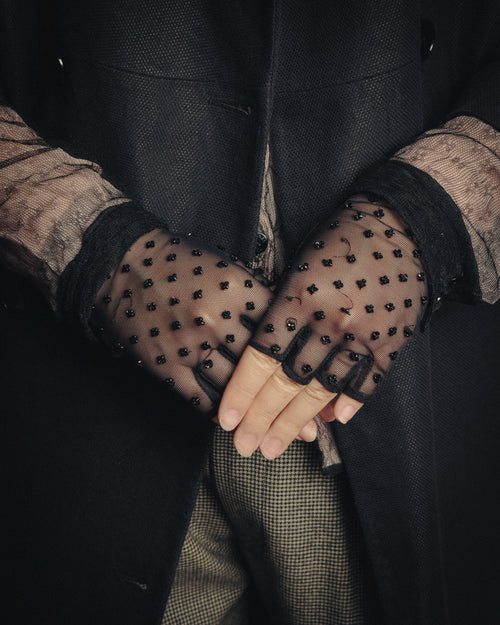 -SPECIAL- “GUCCI” 2020 Embellished tulle fingerless gloves