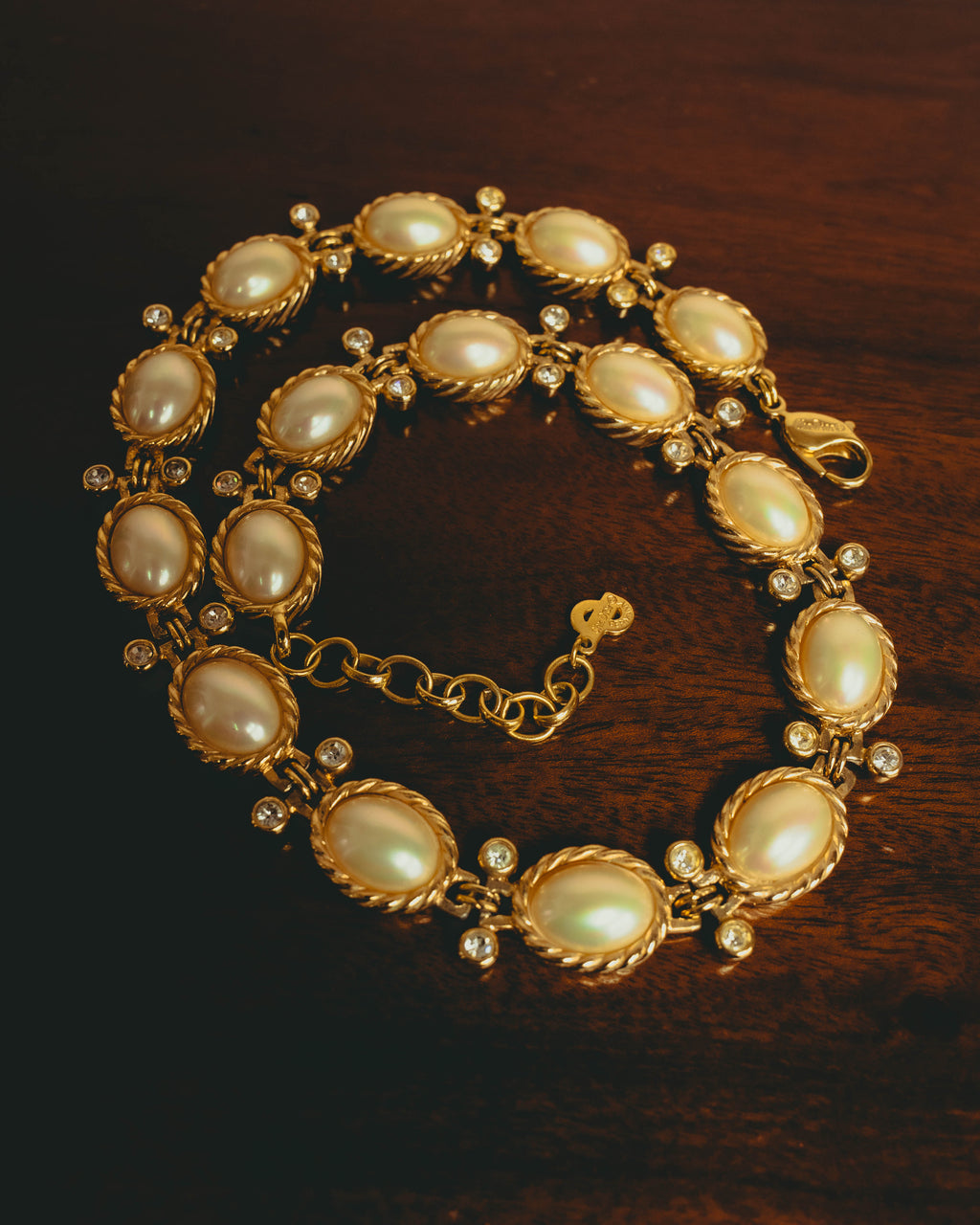 -SPECIAL- “Christian Dior” 70’s-80’s Faux pearl crystal statement necklace