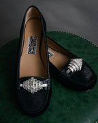 “SALVATORE FERRAGAMO” 00’s Haircalf crystal ornament shoes