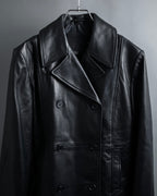 "COACH" Double-breasted panel work design leather coat