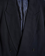 GIORGIO ARMANI/ Curved Lapel Oversized Double Breasted Tailored Jacket Navy