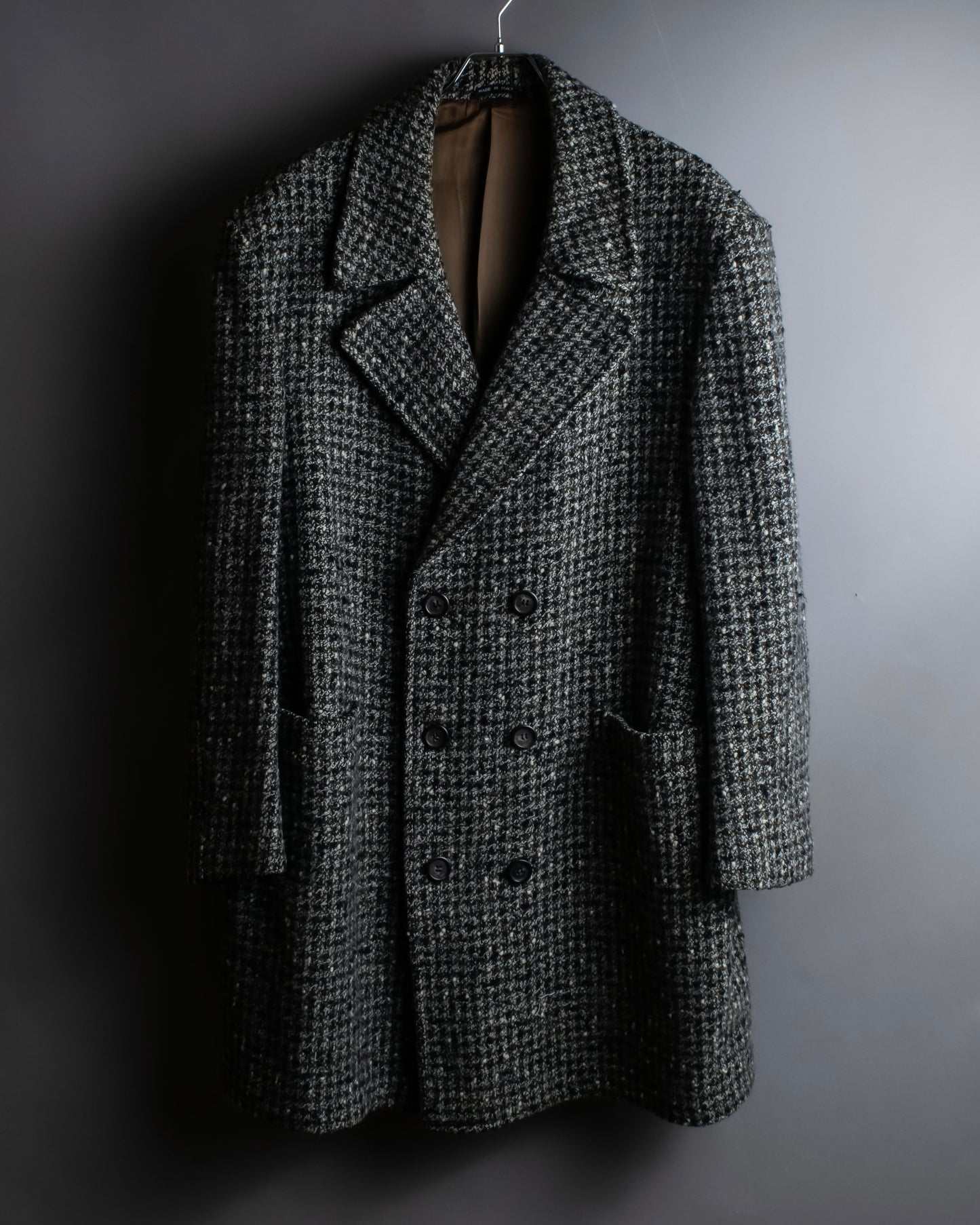 "Vintage houndstooth oversized tweed chester coat"