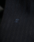 "CHANEL" 100% silk, shadow stripe pattern neck tie
