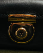 –SPECIAL– “Salvatore Ferragamo“ 00’s-10’s Black leather dome handbag